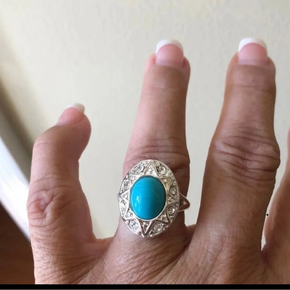 NWT TURQUOISE RING & RHINESTONES